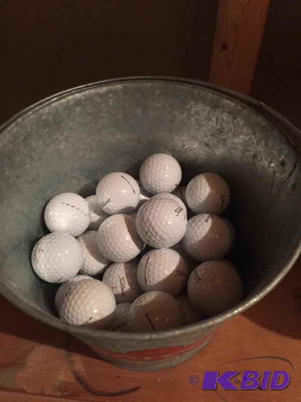 lot 124 image: Budweiser Galvanized Bucket Half Full of Golf Balls