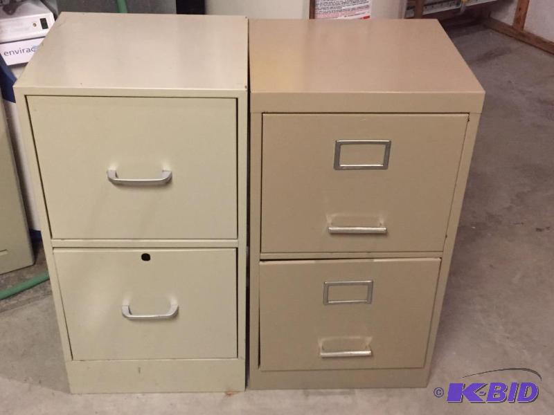 lot 136 image: Metal Two Drawer File Cabinets
