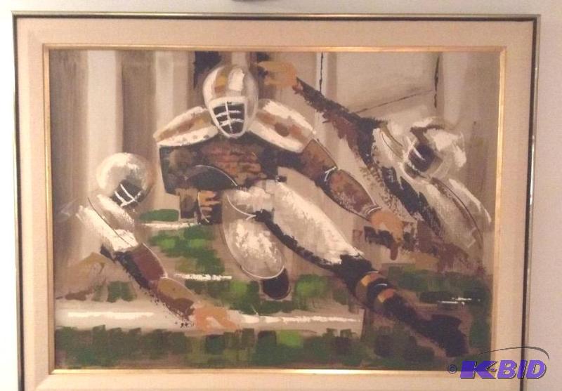 lot 18 image: Original Oil Painting - Football Theme