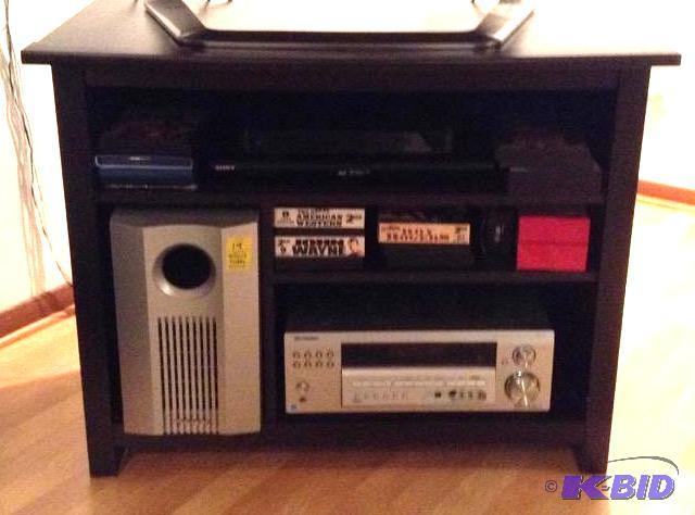 lot 20 image: Black TV Stand with Component Storage