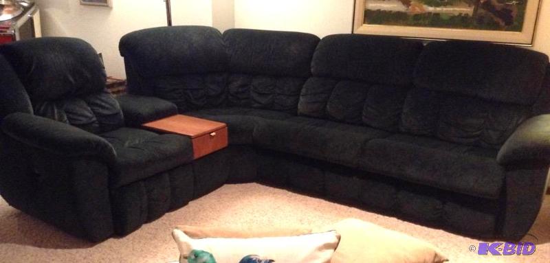 lot 22 image: Lazy Boy Sectional with Recliner and Sleeper