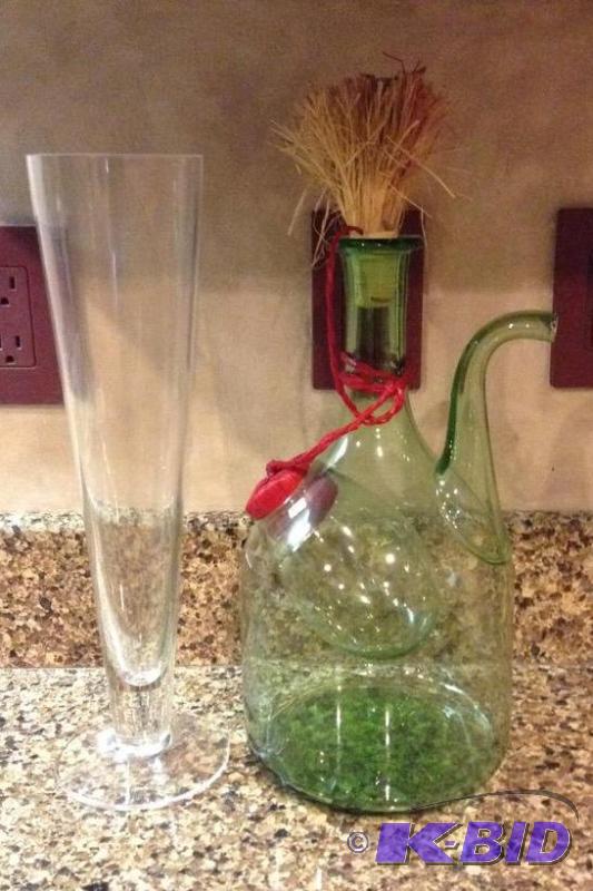 lot 222 image: Wine Bottle with Chiller and Clear Vase