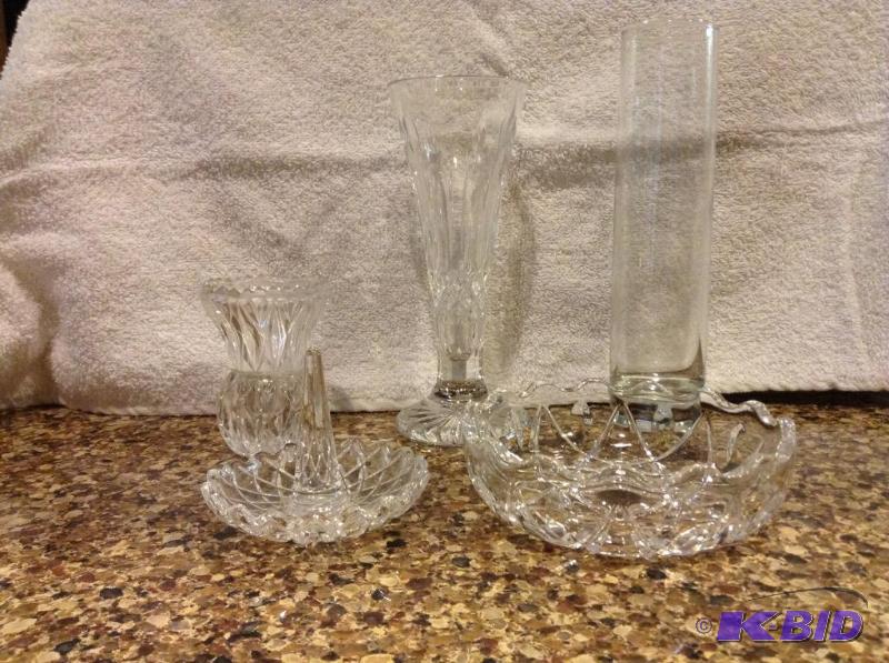 lot 321 image: Small Assortment Crystal and Glass includes a Waterford Vase