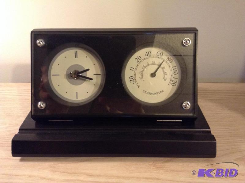 lot 59 image: Desk Top Clock and Thermometer