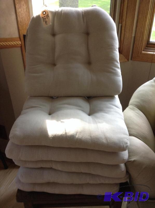 lot 86 image: Set of Six Natural Tone Tie on Chair Pads
