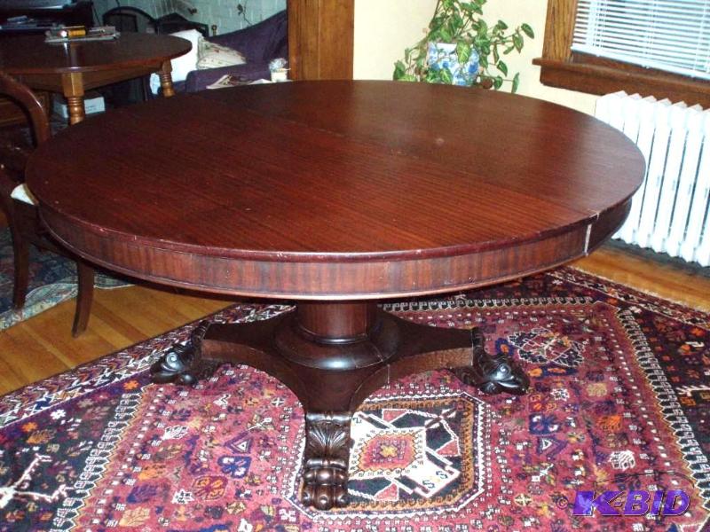 lot 11 image: Wood claw foot pedestal dining room table 60 ...