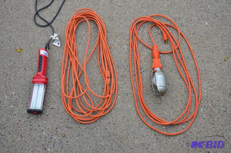 lot 153 image: 2 Shop lights with cord-One is Craftsman Prof...