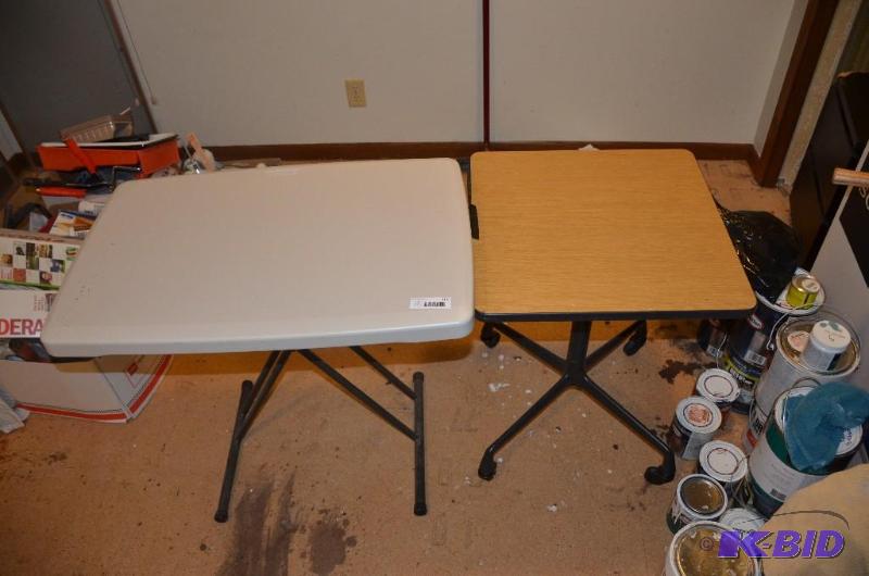lot 166 image: 2 folding work or task tables one is plastic ...