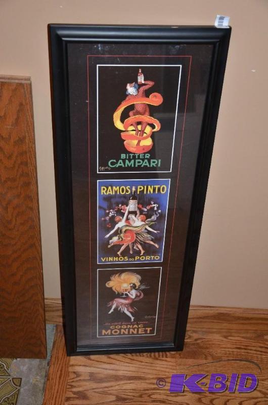 lot 176 image: Framed art work with 3 subject matters 36x12&...