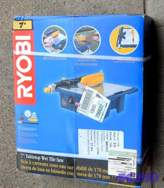lot 207 image: Brand new RYOBI&nbsp7" wet tile saw.&nb...
