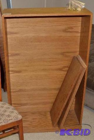 lot 23 image: Wood bookshelf with adjustable shelves 30x48x...