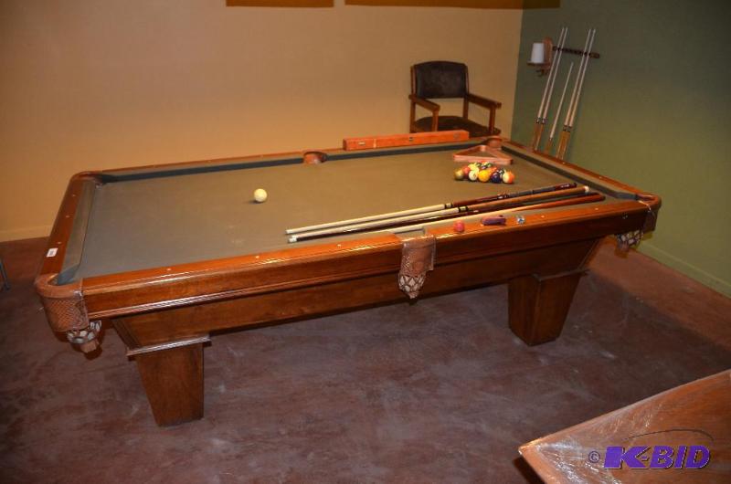 lot 25 image: Kason 8 Slate pool table with balls, rack, p...