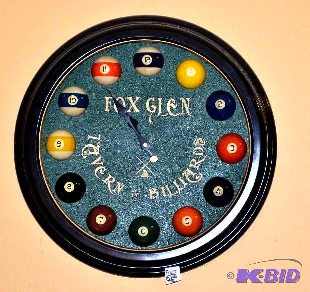lot 29 image: Unique pool balls wall clock and pool ball dr...