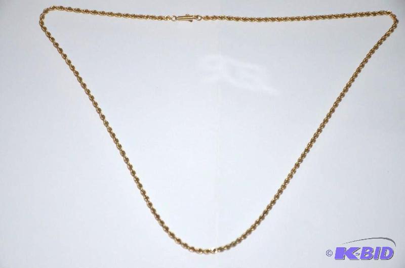 lot 4 image: Older 14k Gold Rope necklace. Weighs aprox 15...