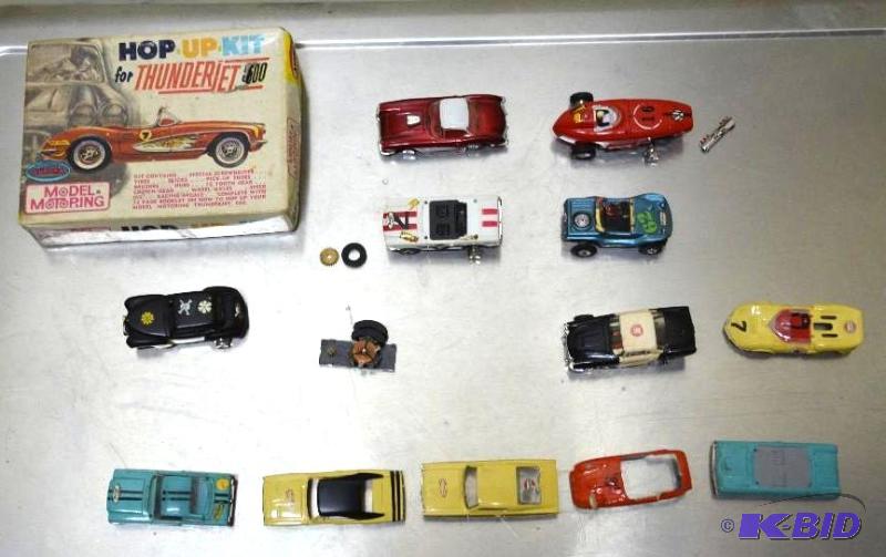 lot 41 image: 12 vintage toy slot cars, 5 bodies with body ...