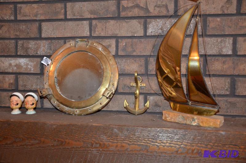 lot 50 image: Popeye salt & pepper, metal sailing ship ...