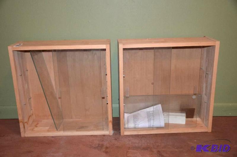 lot 53 image: 2 IKEA wall shelves with glass 19x19x7  ...
