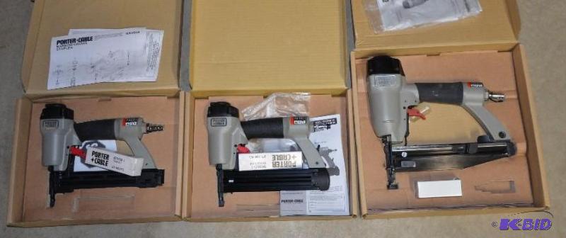 lot 58 image: 3 Nail Guns - Porter Cable Narrow crown air s...