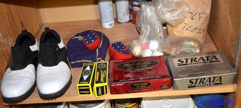 lot 68 image: Gold balls sleeves, golf shoes and tees as we...