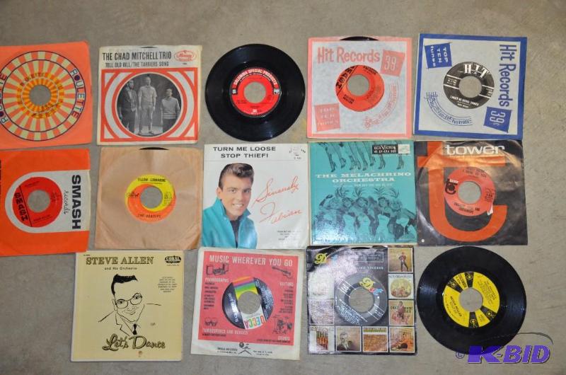 lot 74 image: Old 45 LP Records including The Beatles, Fabi...