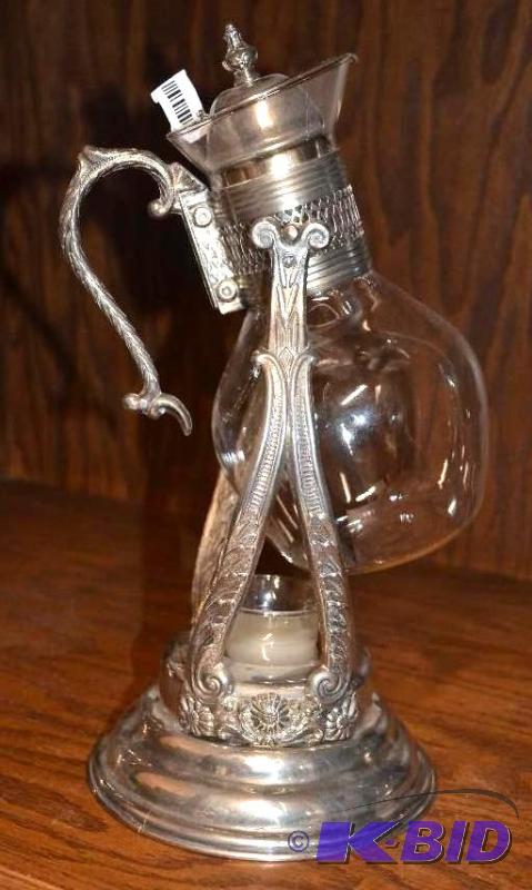 lot 90 image: Antique coffee warmer not sure if its sterli...