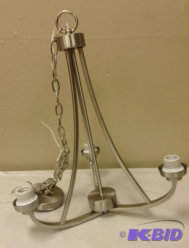Three Light Satin Silver Tone Chandelier