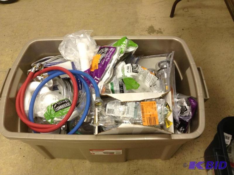Large Tote with Plumbing Parts