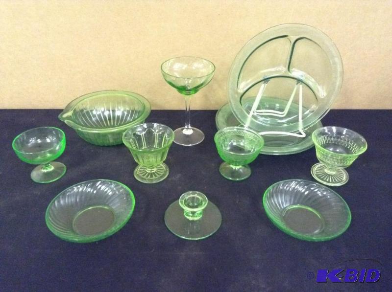 Variety Vintage Green Depression Glass