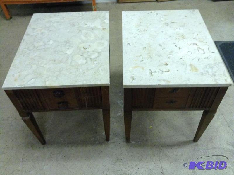 Pair Marble Top Side Tables