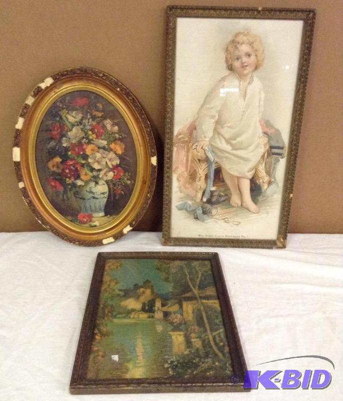 3 Vintage Framed Prints