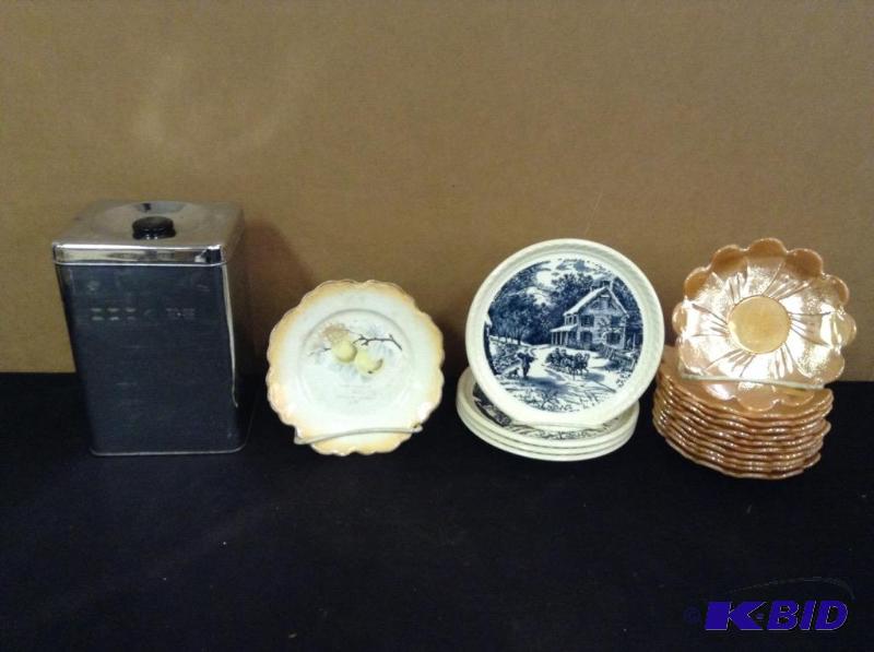 Vintage Plates & Canister - Hopkins Minn