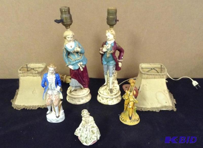 Vintage Dresden Type Lamps & Figurines