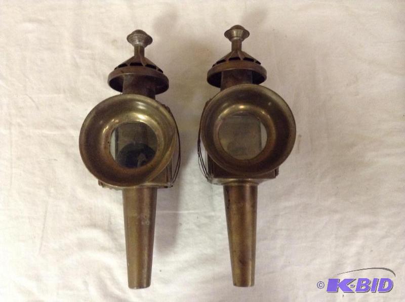 Two Vintage Carriage Coach Buggy Oil Lamps