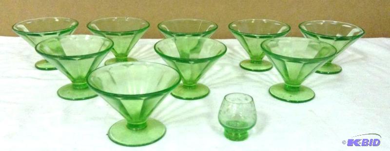 Federal Glass Optic Panel Green Depression Glass Sherberts