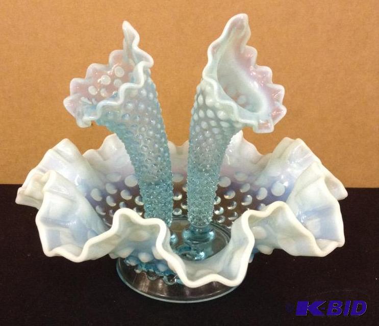 Fenton Opalescent Hobnail Epergne
