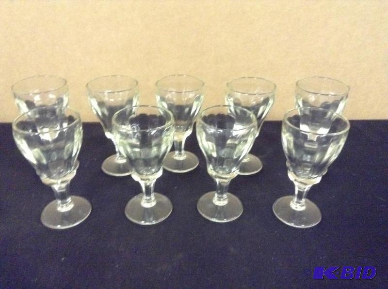 9 Vintage Clear Glass Wine Glasses