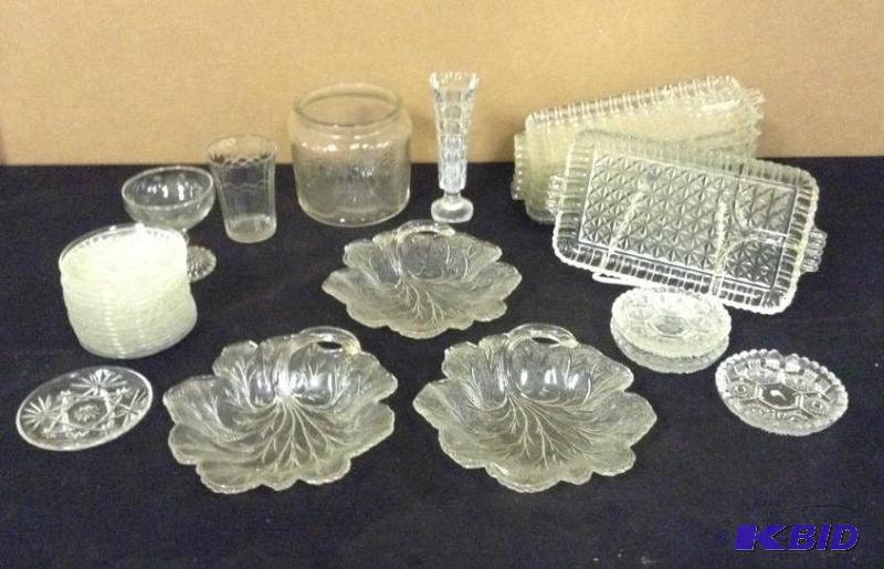 Assortment Clear Pressed Glassware