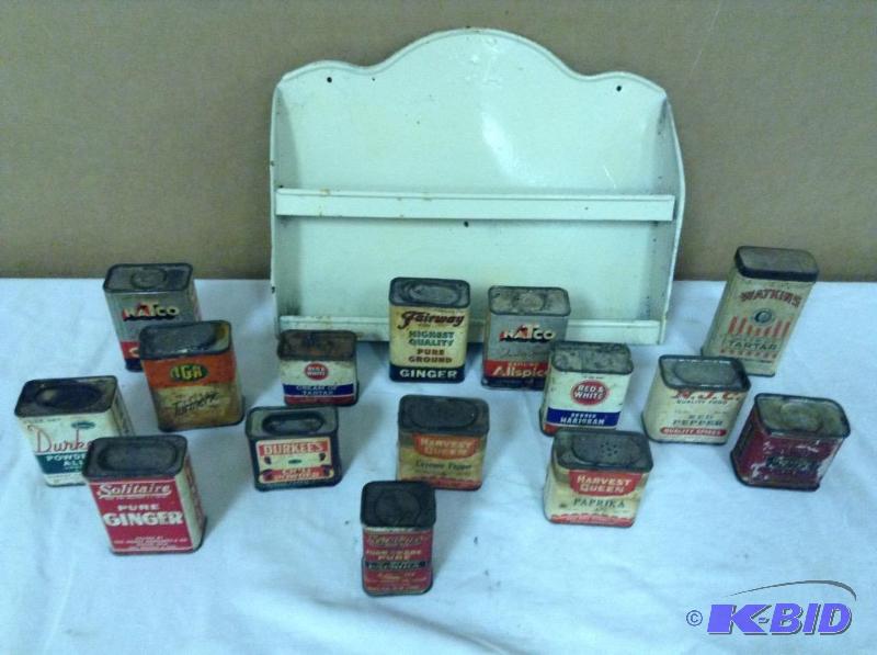 Vintage Spice Containers & Metal IGA Rack