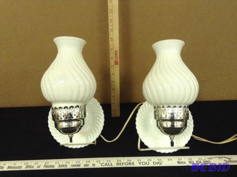 Vintage Milk Glass Wall Sconce Lights