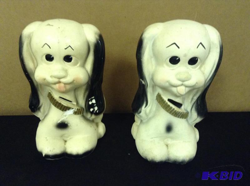 2 Chalkware Dog Banks