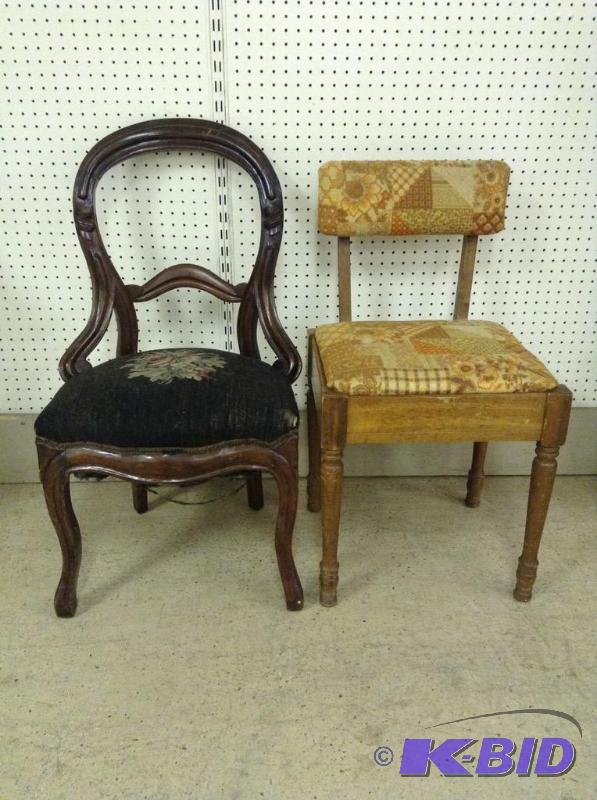 Vintage Needlepoint Chair & Upholstered Chair