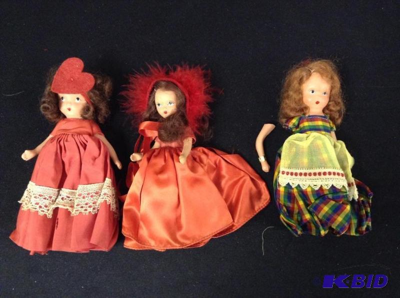 3 Vintage Bisque Storybook Dolls