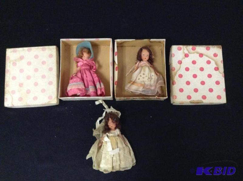 3 Vintage Bisque Storybook Dolls