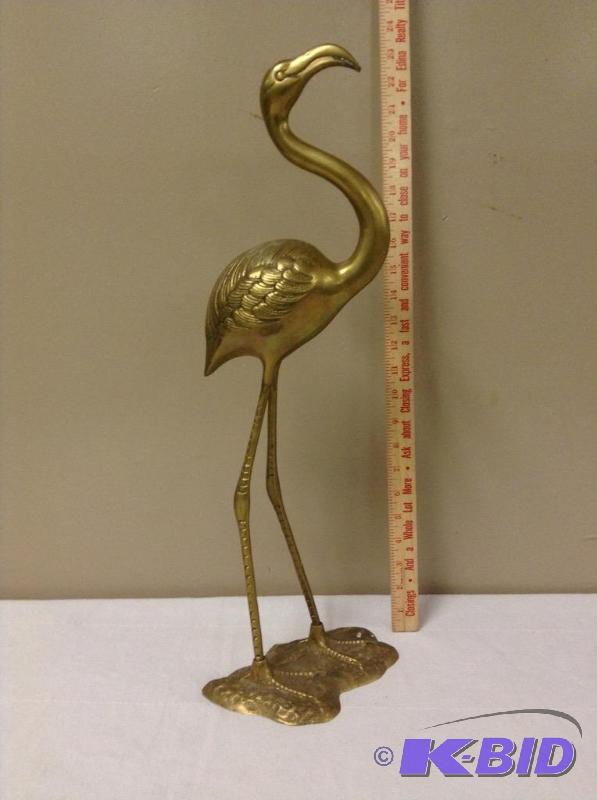 lot 104 image: Brass Flamingo Statue