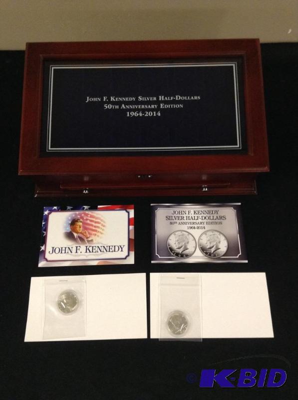 lot 17 image: John F. Kennedy Silver Half-Dollar Coins & Case