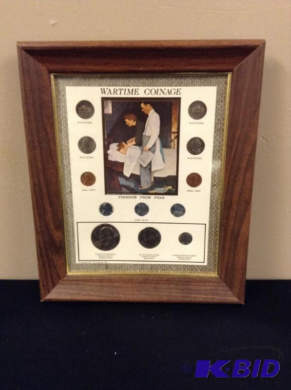 lot 22 image: Kennedy Mint Wartime Coinage Framed Coins