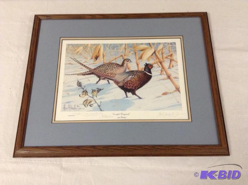 lot 25 image: Signed & Framed Les Kouba Cornfed Ringnecks Print