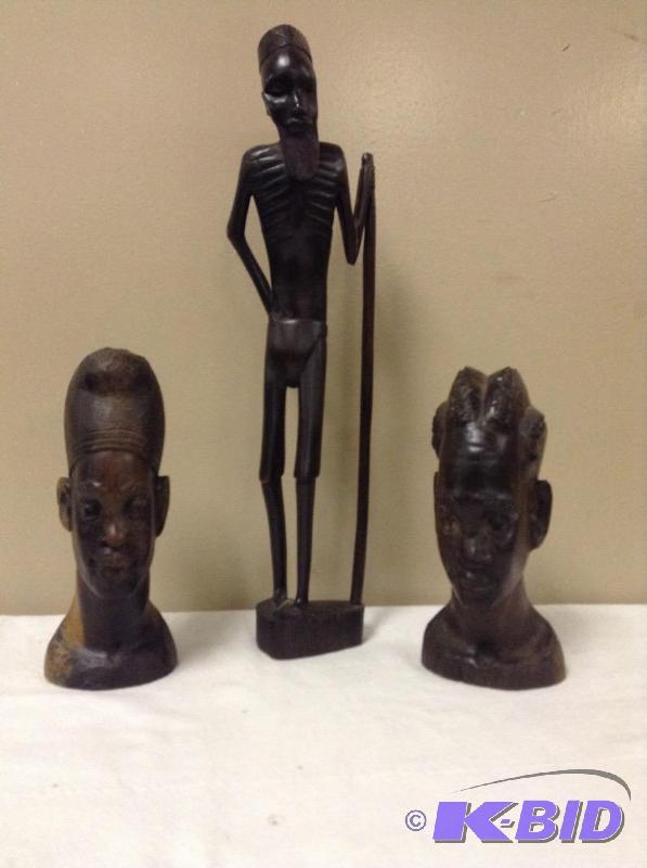 lot 43 image: Hand Carved Wooden African Figures