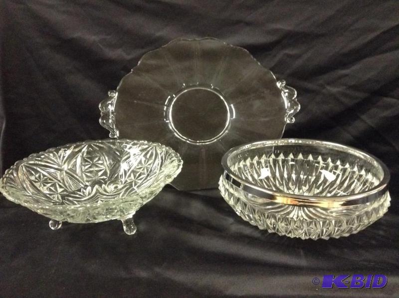 lot 45 image: Glass Serving Bowls & Fostoria Platter