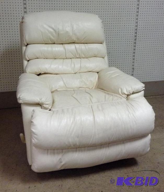 lot 6 image: White Leather LazyBoy Recliner Rocker
